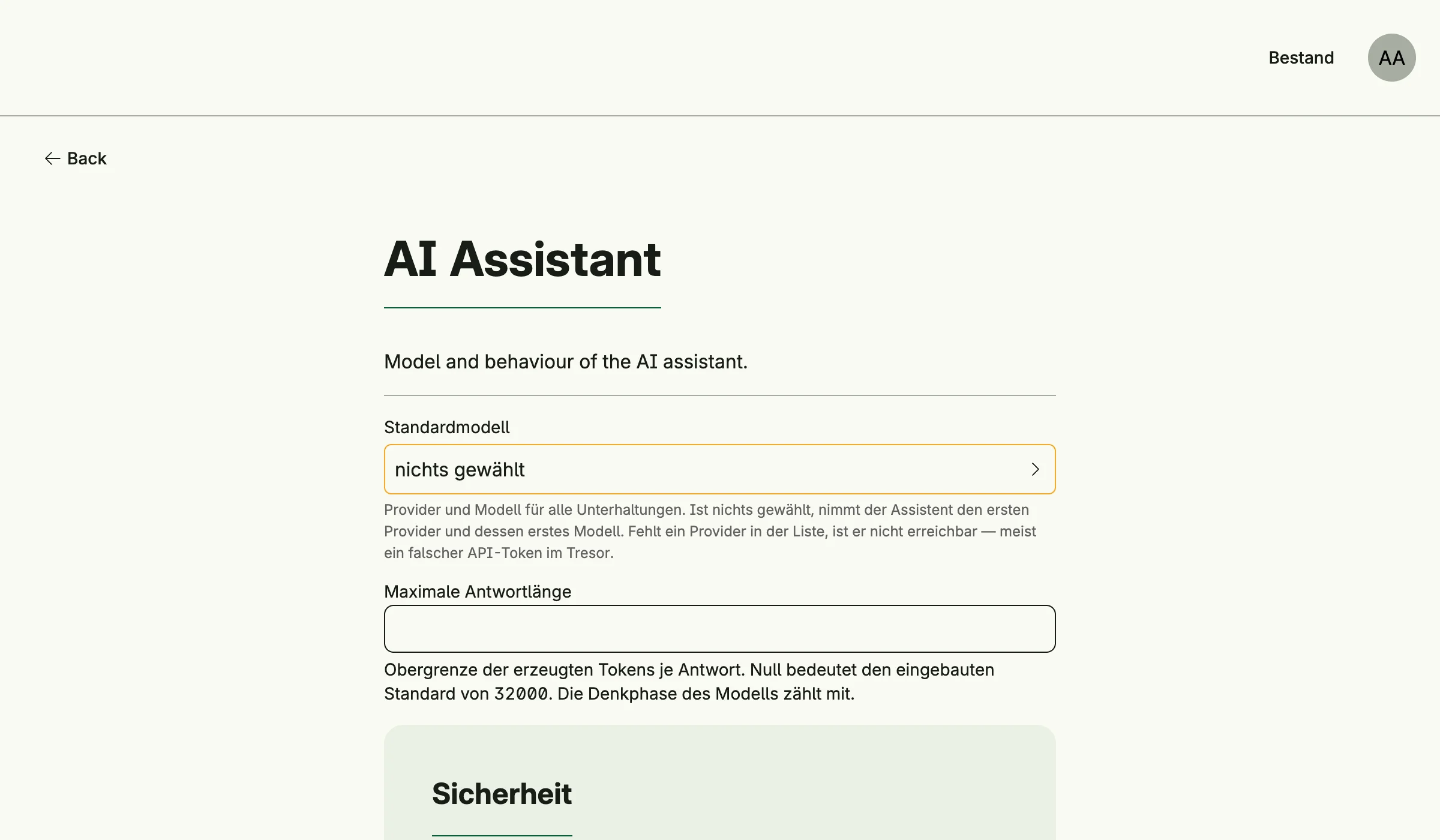 Assistant settings